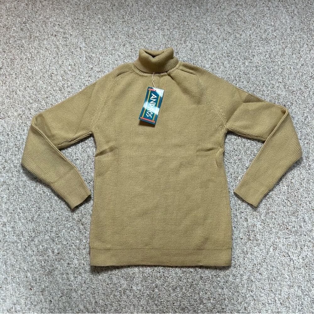 Andros NWT Vintage Turtleneck Sweater Womens Large Tan Beige Heavyweight